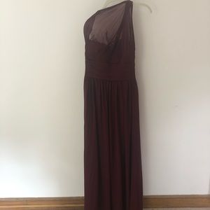 Camille La Vie wine colored bridesmaid dress